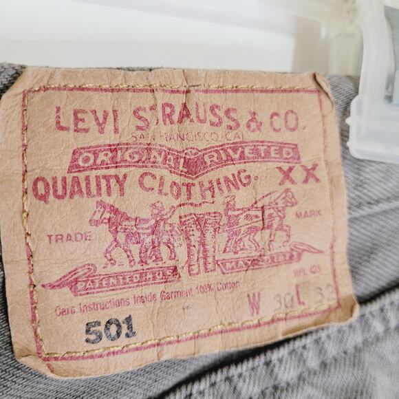 Vintage Levi's 501 button fly grey straight leg jeans size 30/32 90s Classic - Picture 5 of 12
